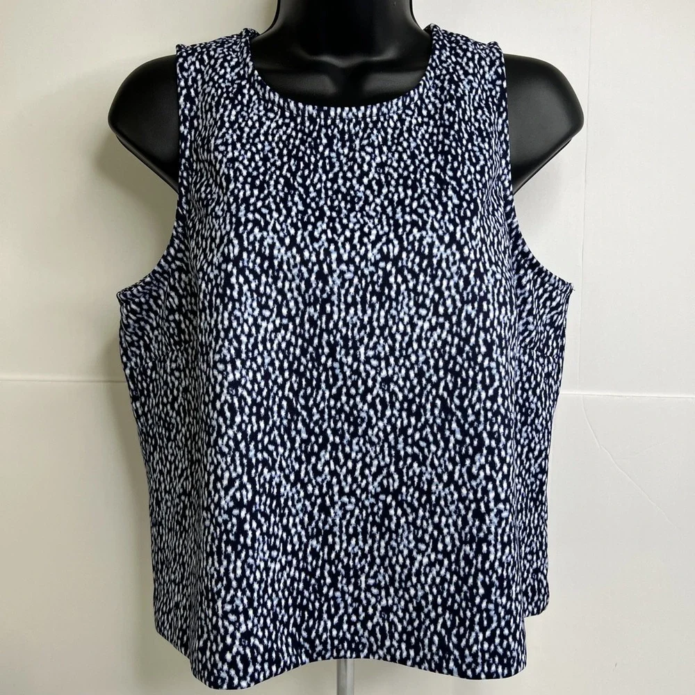 Michael Kors (MK)‎ Women's Printed Blue Tank Top Zipper Back Size Large~NWT